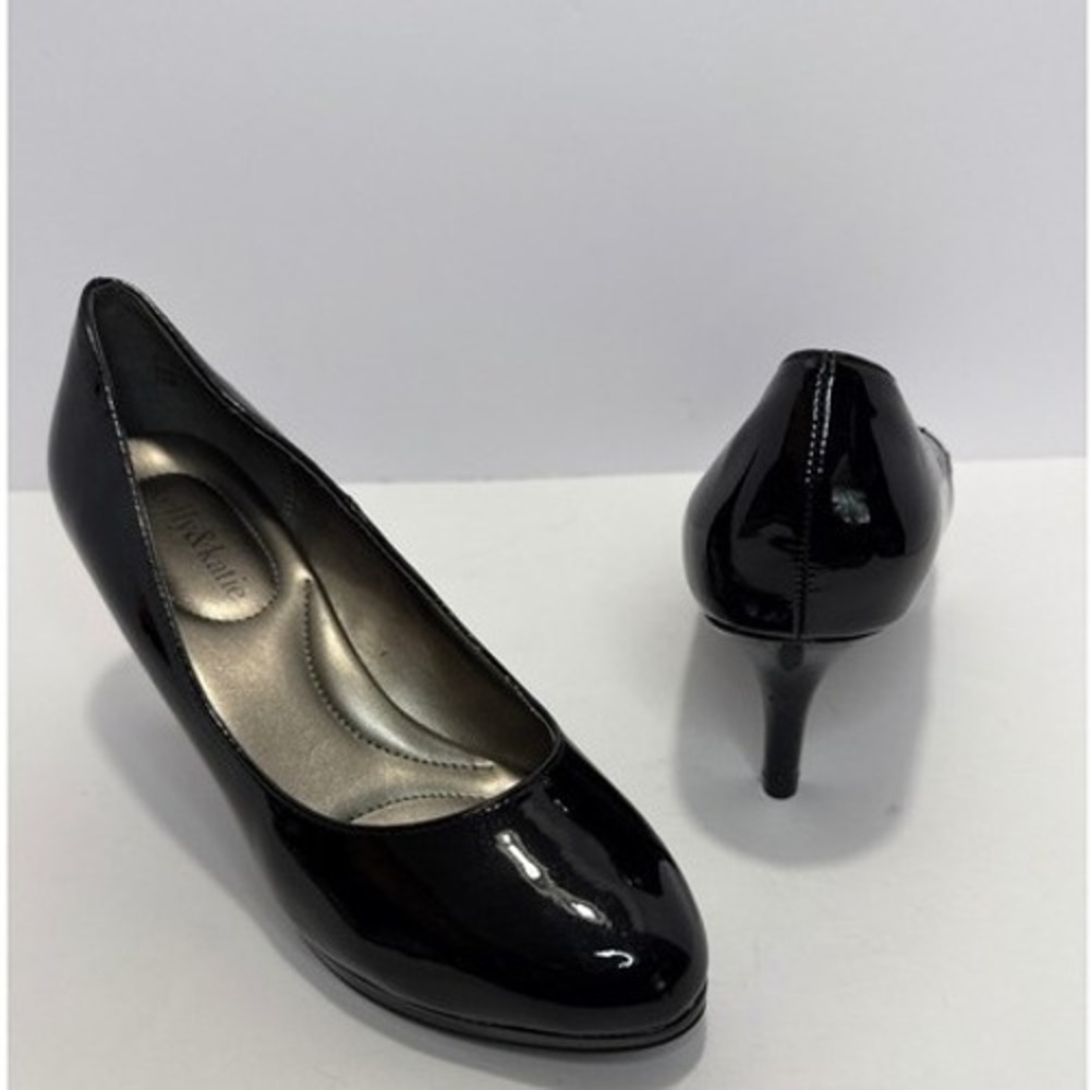 Kelly & Katie Women's 7.5 W Pumps Black Shiny Dressy Retro Minimalist Y2K Office